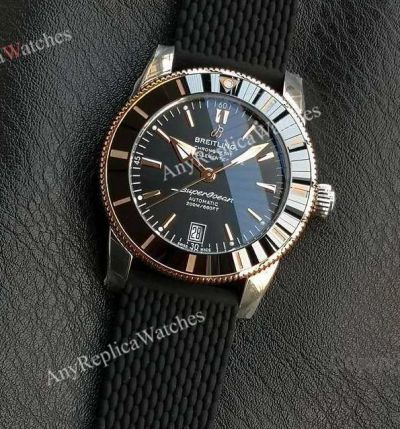 GF Breitling Superocean Heritage II 42mm 2824 Movement Black Face Rose Gold Markers Rubber Band Watch